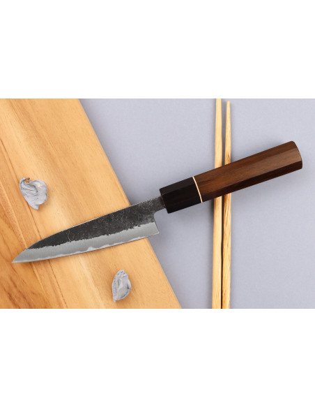Faca universal japonesa artesanal Yuzo Black Nashiji 12cm