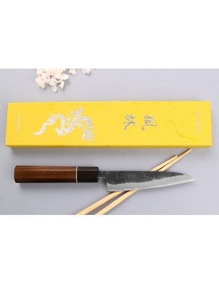 Yuzo Black Nashiji 12cm japansk handgjord universalkniv
