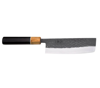 Yuzo Black SLD ebenholts och olivträ 16,5 cm japansk handgjord nakirikniv