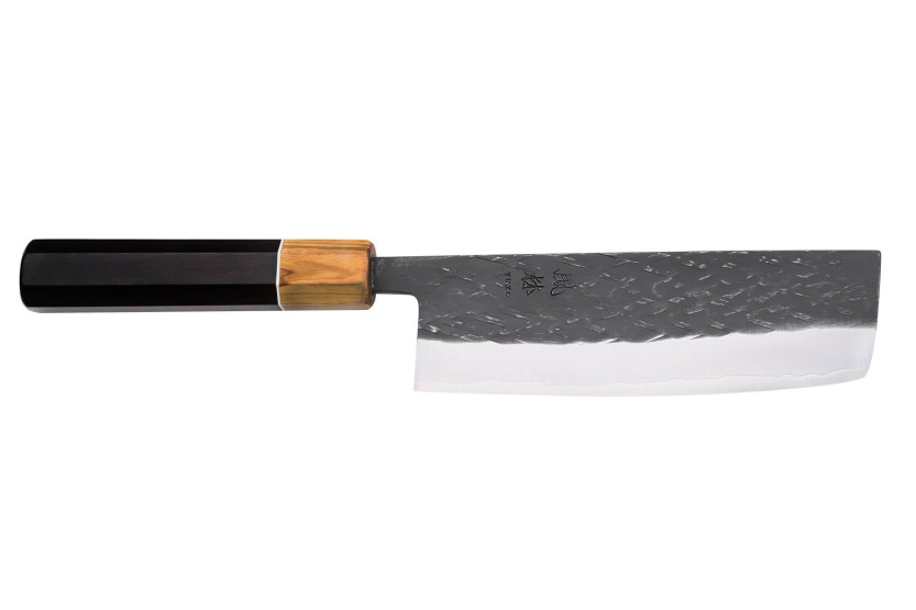 Yuzo Black SLD eebenpuu ja oliivipuu 16.5cm japanilainen käsintehty nakiri veitsi