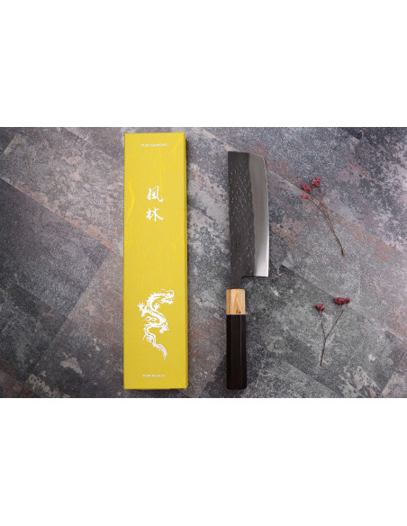 Yuzo Black SLD ebenholts och olivträ 16,5 cm japansk handgjord nakirikniv