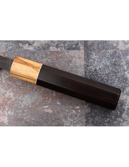 Yuzo Black SLD eebenpuu ja oliivipuu 16.5cm japanilainen käsintehty nakiri veitsi
