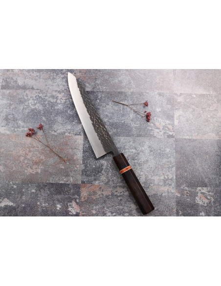 21 cm Yuzo Black SLD håndlaget japansk kokkekniv i ibenholt og kvede