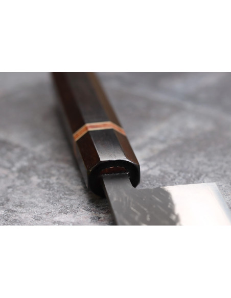Japanisches Kochmesser 21cm handgefertigt Yuzo Black SLD aus Ebenholz und Quittenholz