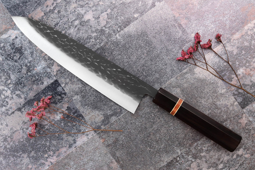 Japanisches Kochmesser 24cm handgefertigt Yuzo Black SLD Ebenholz und Quittenholz