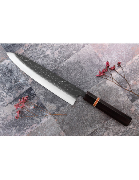 Yuzo Black SLD eebenpuu ja kvittenipuu 24cm japanilainen käsityöläiskokki ' s veitsi