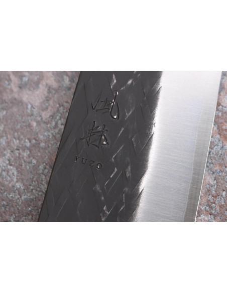 Japanisches Kochmesser 24cm handgefertigt Yuzo Black SLD Ebenholz und Quittenholz