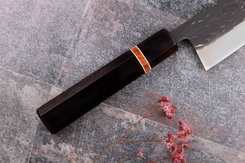 Japanisches Kochmesser 24cm handgefertigt Yuzo Black SLD Ebenholz und Quittenholz