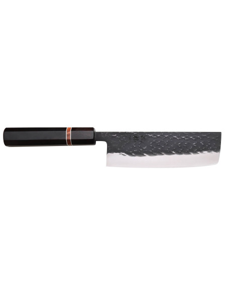 cuchillo nakiri japonés cuchillo nakiri de 16,5cm Yuzo Black SLD de ébano y membrillo hecho a mano