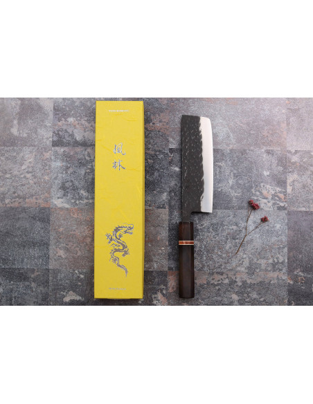 16,5 cm Yuzo Black SLD coltello nakiri giapponese coltello nakiri fatto a mano in ebano e mela cotogna