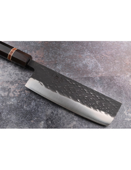 16,5 cm Yuzo Black SLD coltello nakiri giapponese coltello nakiri fatto a mano in ebano e mela cotogna