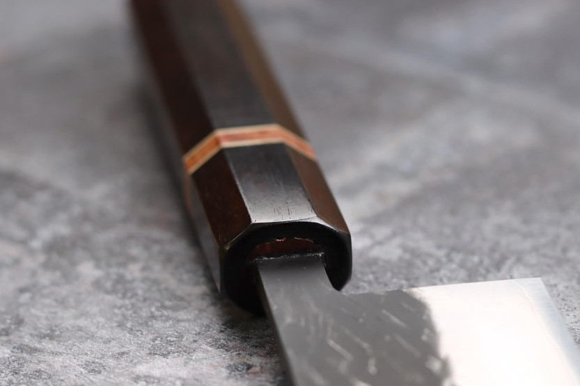 cuchillo nakiri japonés cuchillo nakiri de 16,5cm Yuzo Black SLD de ébano y membrillo hecho a mano