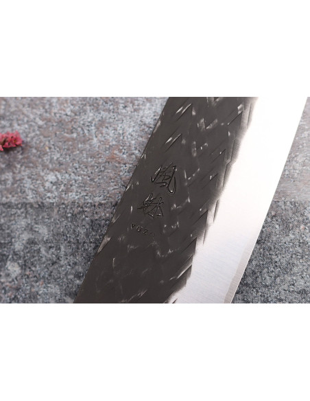 faca santoku japonesa de faca santoku Yuzo Black SLD de 16,5 cm, feita à mão em ébano e marmelo