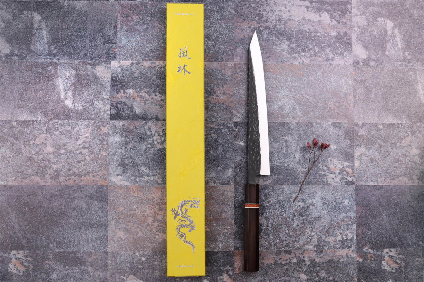 Yuzo Black SLD 24 cm japansk sujihikikniv i ibenholt og kvede