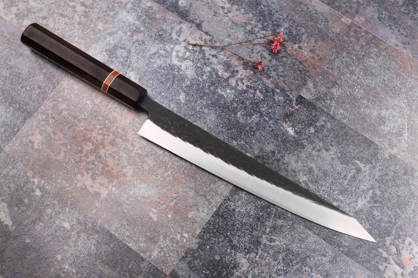 Yuzo Black SLD 24cm Japans sujihiki mes ebbenhout en kweepeer