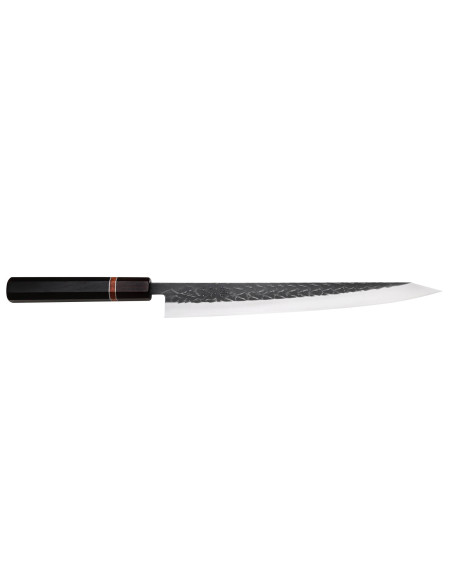 Coltello sujihiki giapponese da 27 cm Yuzo Black SLD in ebano e mela cotogna fatto a mano
