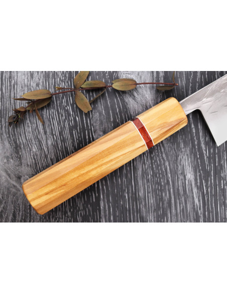21 cm Yuzo SLD oliven og sequoia japansk kokkekniv