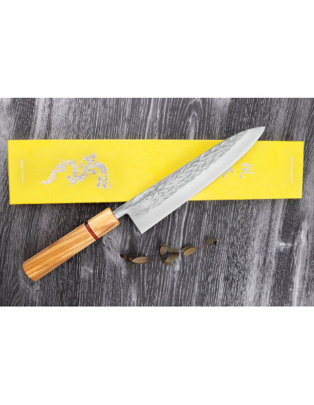 21cm Yuzo SLD olive and sequoia Japanese chef ' s knife