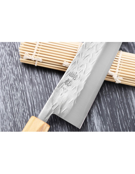 Coltello da cuoco Yuzo SLD 21cm oliva e sequoia fatto a mano in Giappone