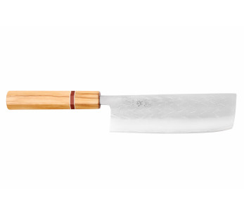 Yuzo SLD 16,5cm cuchillo nakiri japonés hecho a mano de olivo y secuoya