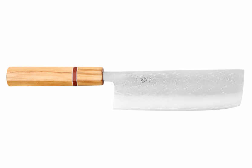 Yuzo SLD 16,5cm olive and sequoia japanese handmade nakiri knife