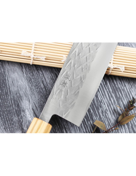 Yuzo SLD 16,5cm cuchillo nakiri japonés hecho a mano de olivo y secuoya