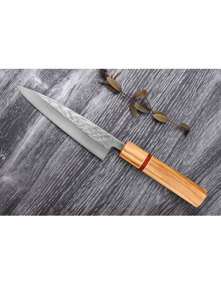 Japanisches handgefertigtes Universalmesser 13,5cm Yuzo SLD Olivenbaum und Sequoia
