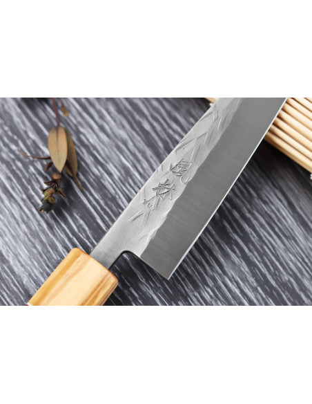Cuchillo universal japonés de 13,5 cm Yuzo SLD de olivo y secuoya