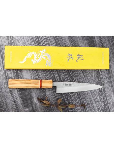 13,5cm Yuzo SLD olive and sequoia Universal knife, handmade in Japan