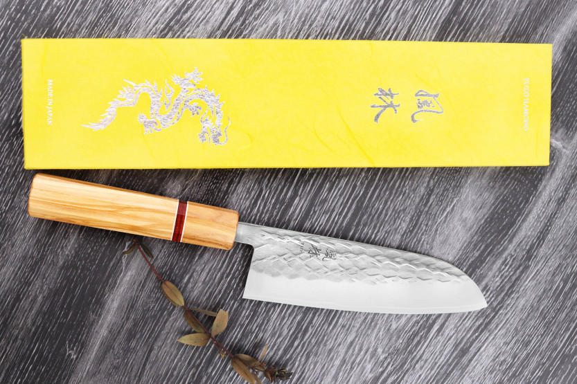 Yuzo SLD 16,5cm olijf en sequoia japans santoku mes
