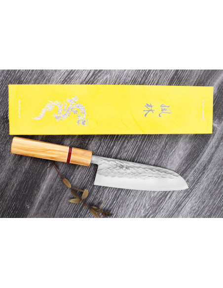 Yuzo SLD 16,5cm olive and sequoia japanese santoku knife knife