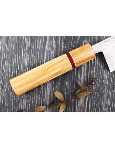 Yuzo SLD 16,5cm oliivi- ja mammuttipuuveitsi, japanilainen santokuveitsi, veitsi