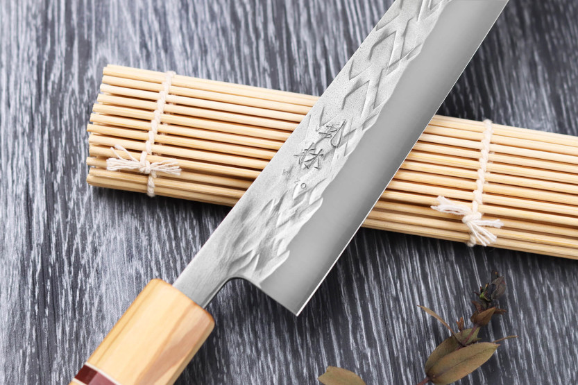 Yuzo SLD 24cm sujihiki oliivi ja mammuttipuu japanilainen käsintehty veitsi