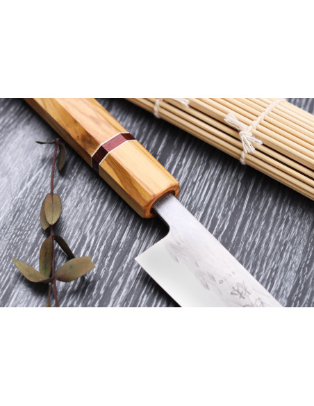 Yuzo SLD 24 cm sujihiki japansk håndlaget kniv i oliven og sequoia
