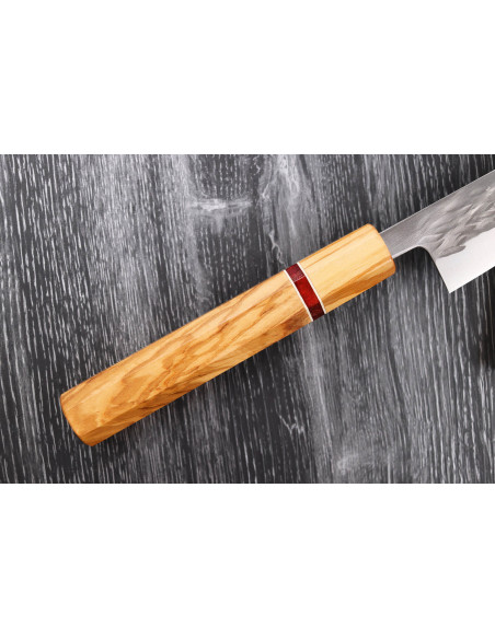 Yuzo SLD 24cm sujihiki olive and sequoia japanese handmade knife