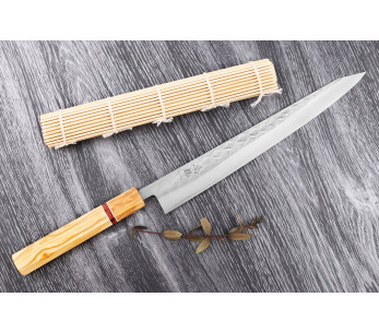 Yuzo SLD 27cm sujihiki oliveira e sequoia faca japonesa feita à mão 2