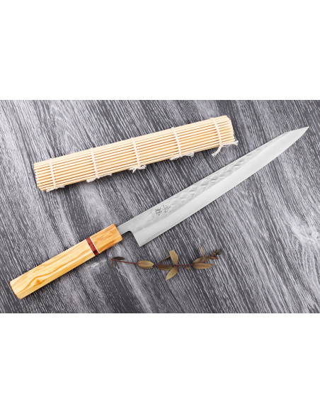 Yuzo SLD 27cm sujihiki olive and sequoia japanese handmade knife