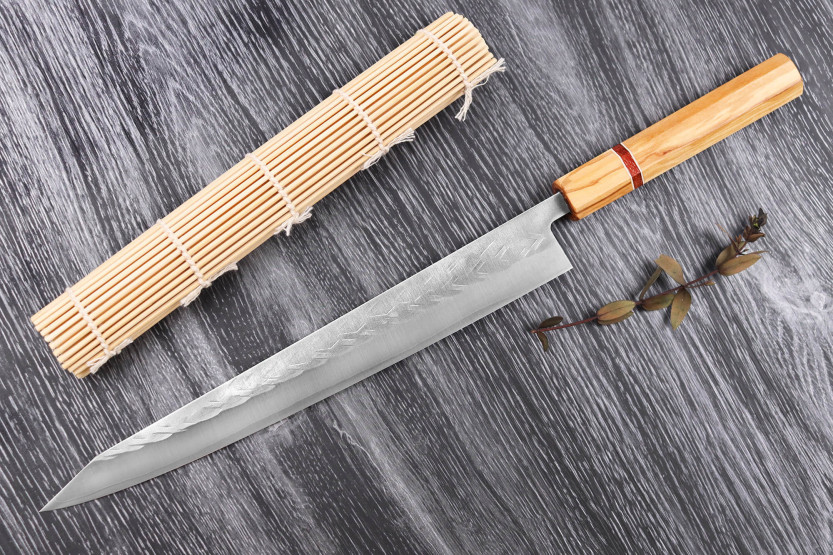 Yuzo SLD 27cm Sujihiki oliivi ja sequoia japanilainen käsintehty veitsi