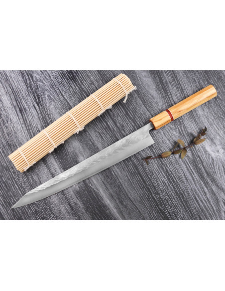 Yuzo SLD 27 cm sujihiki oliven og sequoia japansk håndlavet kniv