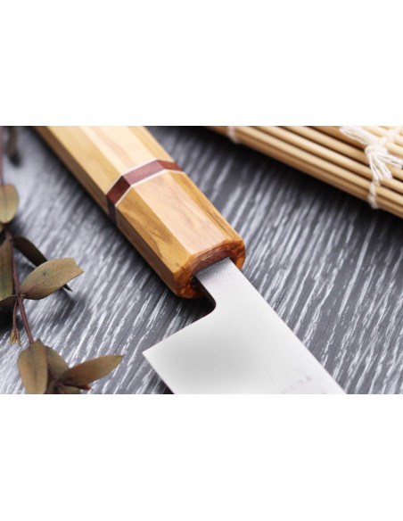Yuzo SLD 27cm sujihiki olijf en sequoia japans handgemaakt mes