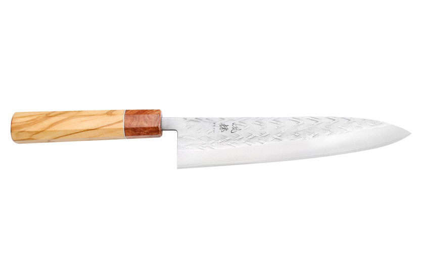 Yuzo SLD Cuchillo de cocinero tradicional japonés de 21 cm de madera de olivo y membrillo