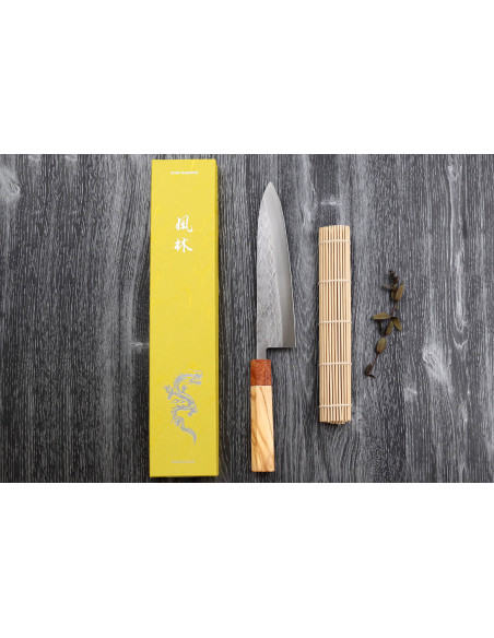 Yuzo SLD 21cm japanilainen käsintehty kokkiveitsi oliivi- ja kvittenipuu