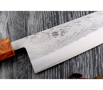 Yuzo SLD 21cm japansk handgjord kockkniv oliv- och kvindträ 2