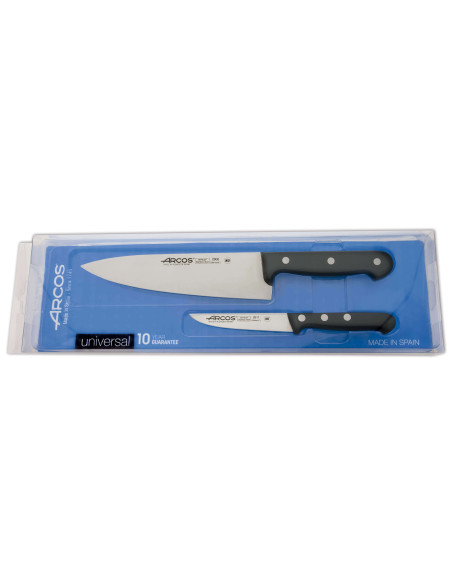 Conjunto de 2 facas de escritório e de cozinha Arcos UNIVERSAL com lâminas em aço inoxidável NITRUM
