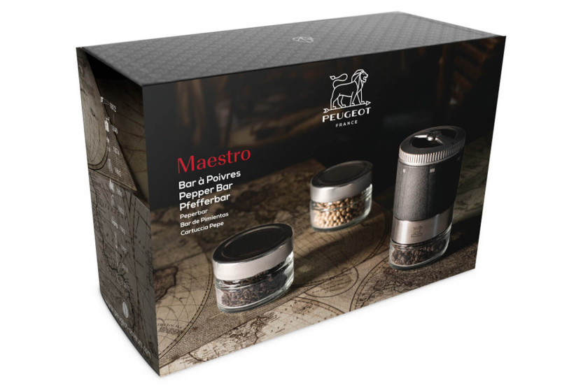 Set in scatola Peugeot Maestro U'Select macinapepe con 3 serbatoi