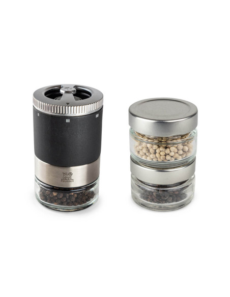 Conjunto de caixa Moinho de pimenta Peugeot Maestro U'Select com 3 reservatórios