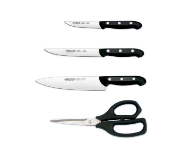 Sett med 3 Arcos MAITRE-kniver + 1 saks NITRUM-blad i rustfritt stål 2
