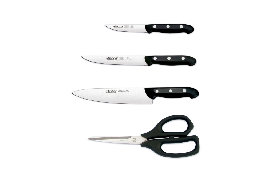 Set of 3 Arcos MAITRE knives + 1 scissors NITRUM stainless steel blade