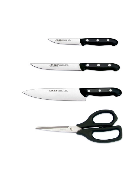 Estuche 3 cuchillos + 1 tijera Arcos MAITRE NITRUM hoja acero inoxidable