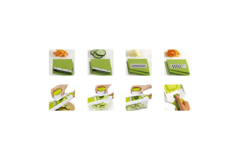 mandolina de cocina multifunción ajustable Kitchen Artist con 4 cuchillas intercambiables de acero inoxidable
